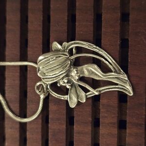 Elegant Sterling Silver Fairy In Flower Pendant Necklace